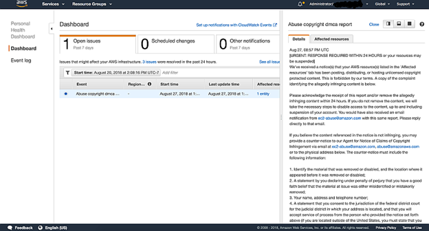 AWS Abuse Notices