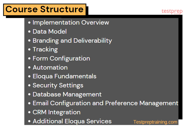 Oracle Eloqua CX Marketing 2020 Implementation Essentials exam course structure