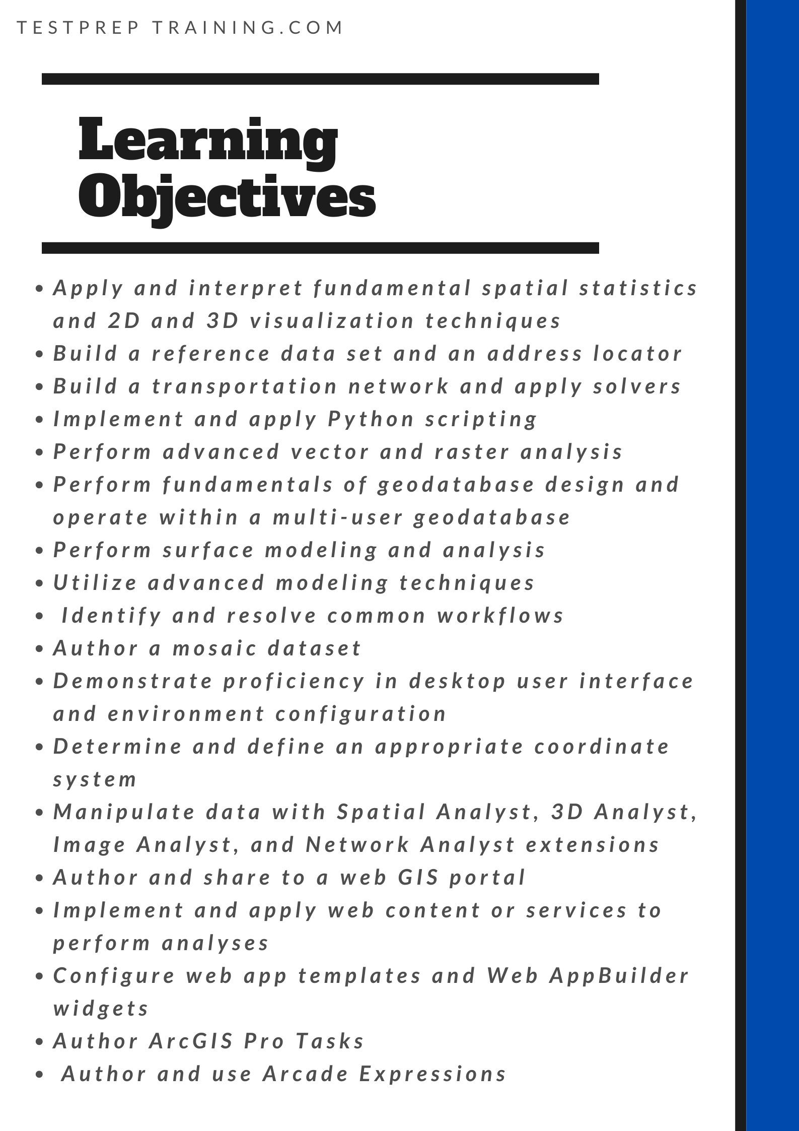 ArcGIS Desktop Professional learning objectives