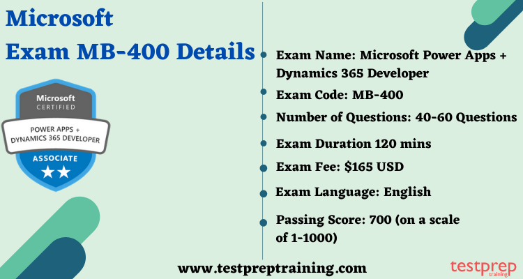 Exam MB-400: Microsoft Power Apps + Dynamics 365 Developer details