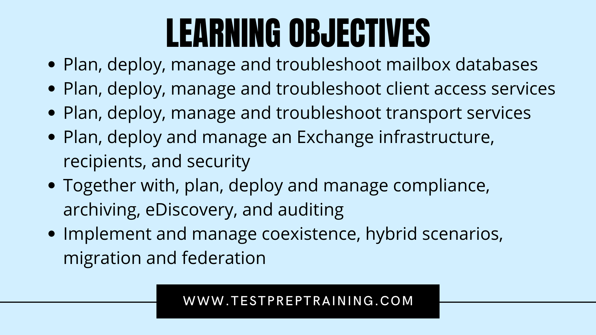 Microsoft 70-345 exam learning objectives