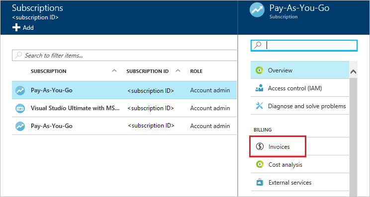 Download Azure billing invoice