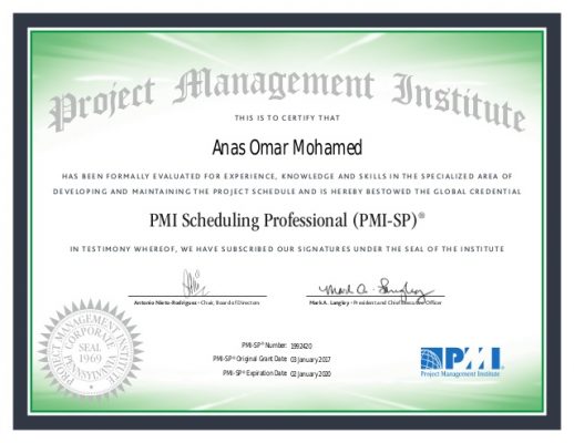 PMI Scheduling Professional (PMI-SP) certificate