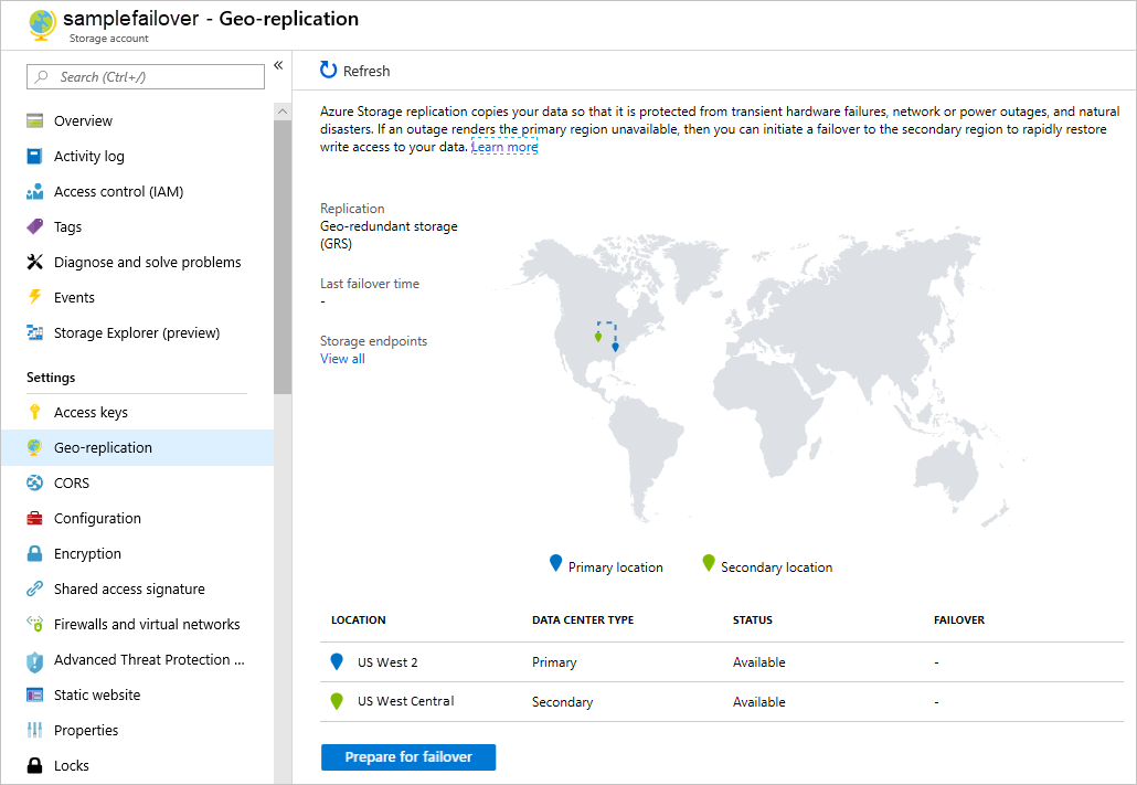 How to Initiate a storage account failover?