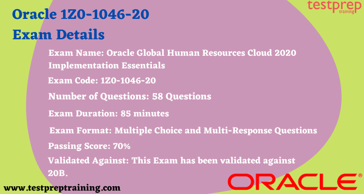 1Z0-1046-20 | Oracle Global Human Resources Cloud 2020 Implementation Essentials exam details 