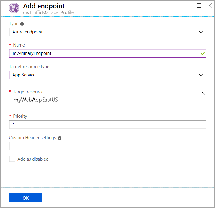 Create a Traffic Manager profile