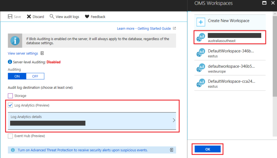 Auditing for log analytics