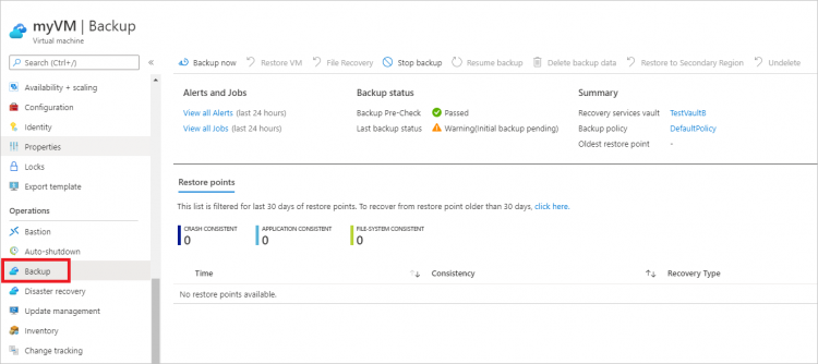 Learn to Back up an Azure VM from the VM settings