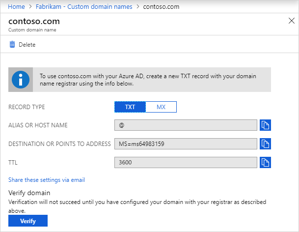 Learn to Add your custom domain name using the Azure Active Directory portal