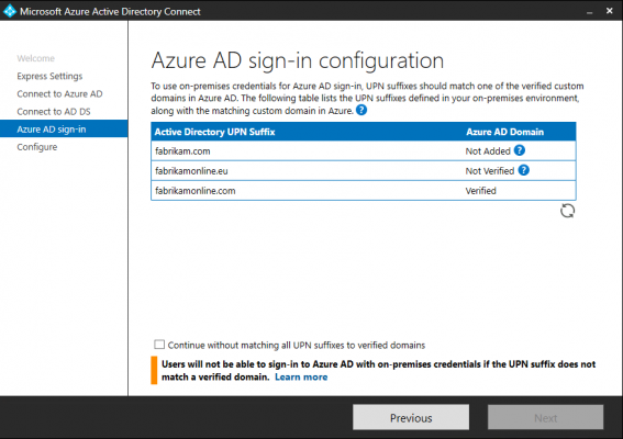 Get started with Azure AD Connect using express settings