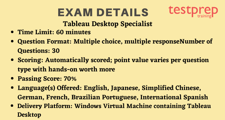 Tableau Desktop Specialist exam details
