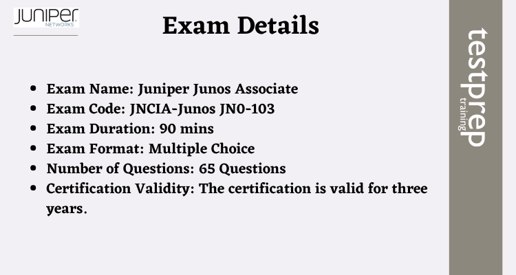 Juniper Junos Associate (JNCIA-Junos JN0-103) exam details