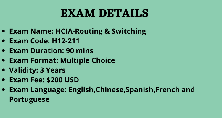 HCIA-Routing & Switching (H12-211) exam details
