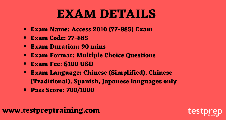 Access 2010 (77-885) exam details