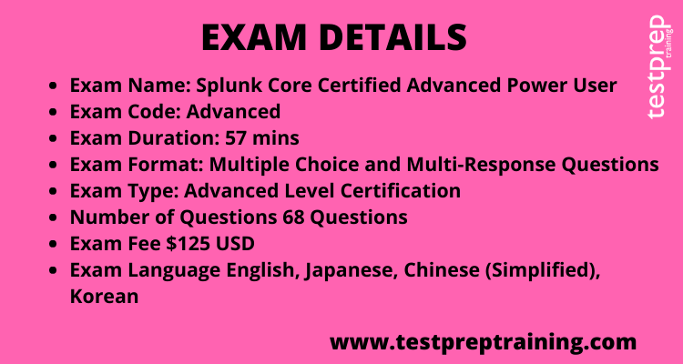 Splunk Core Certified Advanced Power User
exam details