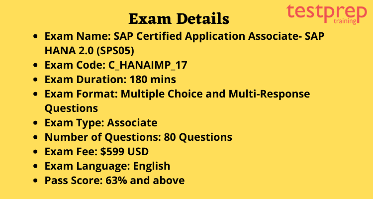 C_HANAIMP_17 SAP Certified Application Associate - SAP HANA 2.0 (SPS05)  exam details