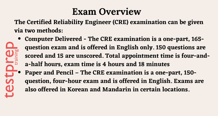 Certified Reliability Engineer (CRE)
exam overview