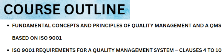 course outline ISO 9001 Foundation